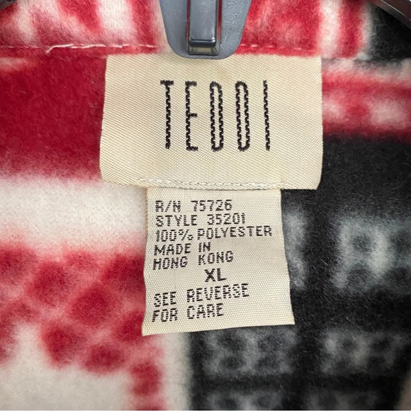 Teddi, Vintage Fleece Fall Leaf Tree Zipper Sweater Jacket, Red, Black, White - Picture 10 of 10